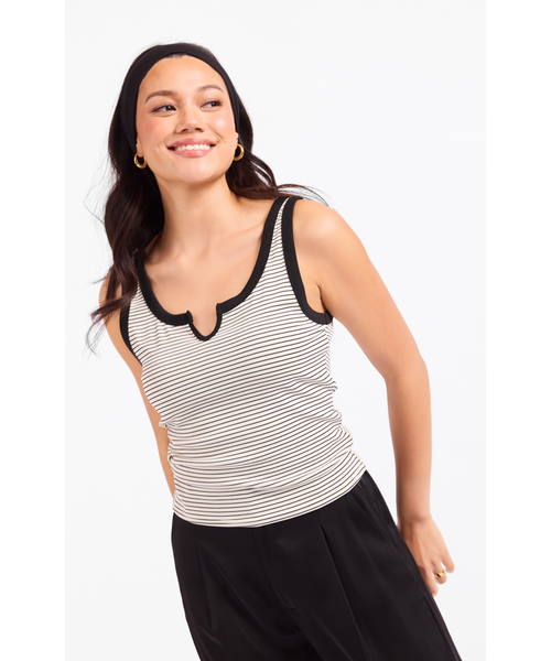Gaia Stripe Tank Top - Black