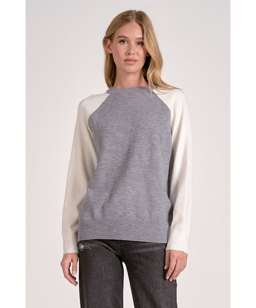 Tanner Colorblock Sweater - Grey/Ivory