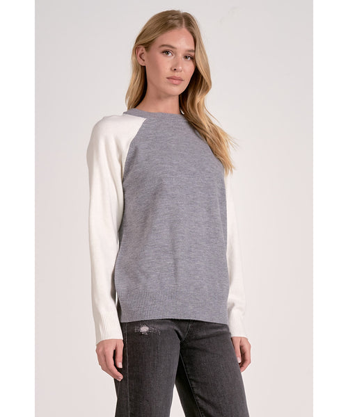 Tanner Colorblock Sweater - Grey/Ivory