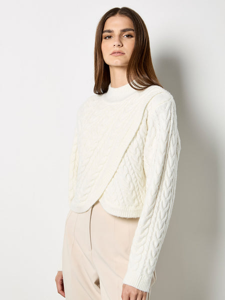 Reese Cable Knit Cross Front Sweater