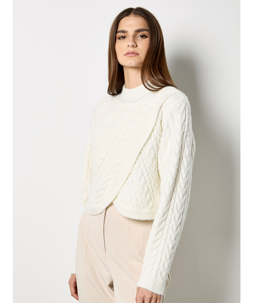 Reese Cable Knit Cross Front Sweater