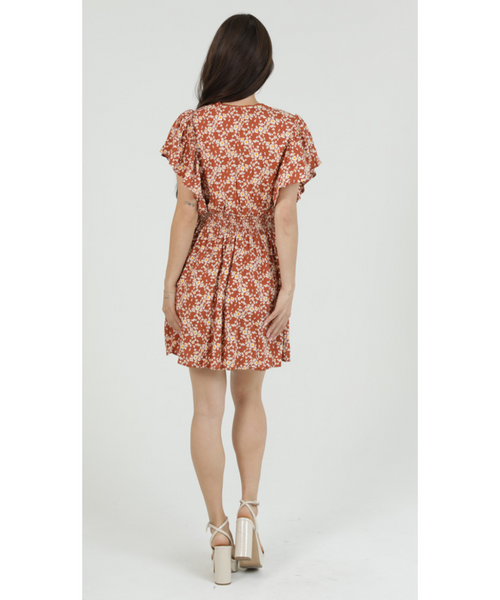 Posy Flutter Sleeve Mini Dress