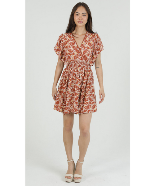Posy Flutter Sleeve Mini Dress