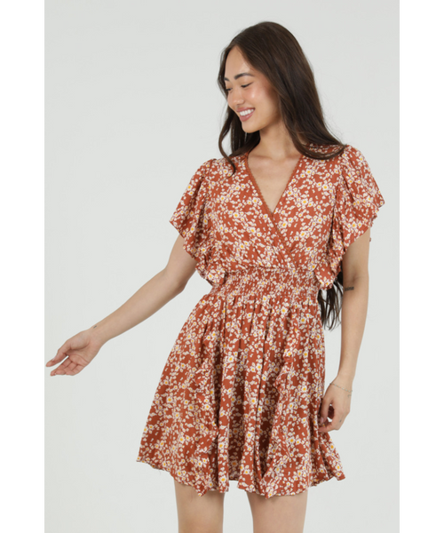 Posy Flutter Sleeve Mini Dress