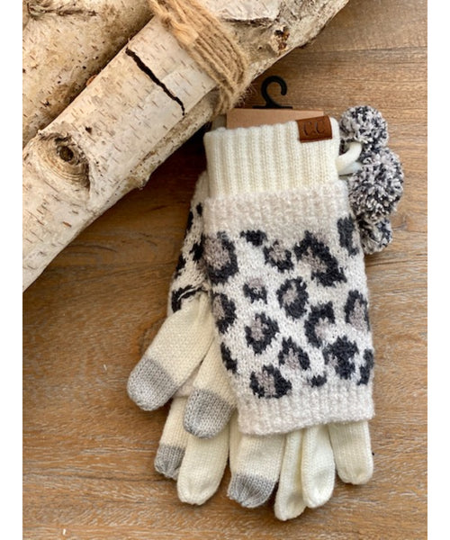 CC Leopard Print Gloves & Cuff - Ivory