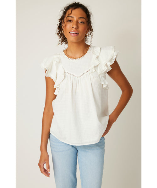 Claire Ruffle Sleeve/Back Top